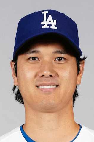 Headshot of Los Angeles Dodgers player Shohei Ohtani wearing his cap