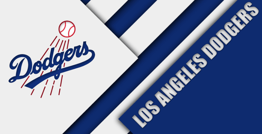 Los Angeles Dodgers logo on a blue-and-white graphic